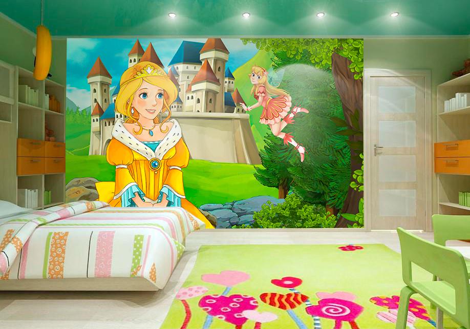 Фотообои 3D для детской комнаты Принцесса и фея