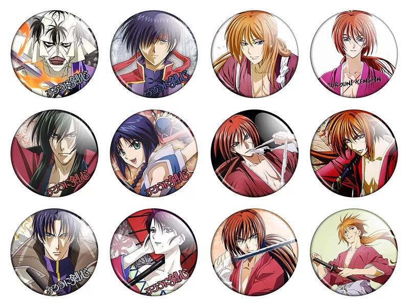 Набор значков Аниме Rurouni Kenshin 12 шт. (NZN00339)