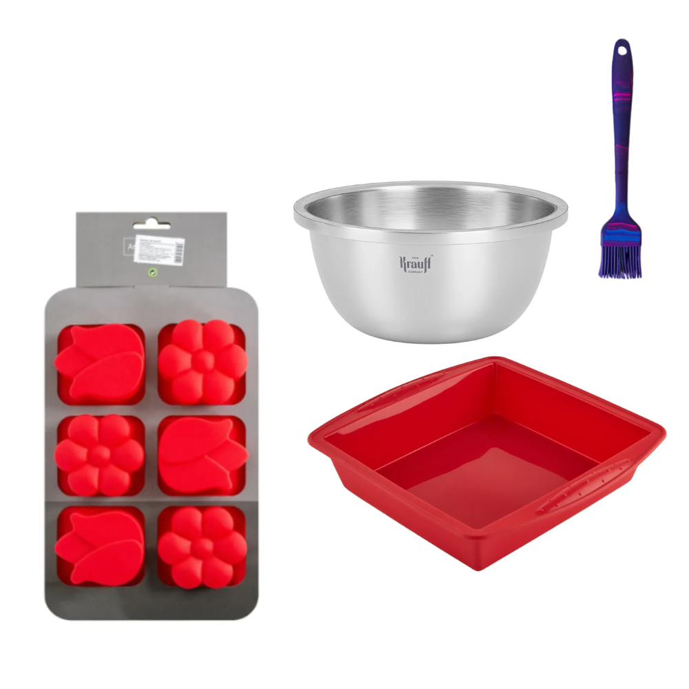 Набір форм для випічки Krauff силіконових з кулінарним пензликом 4 пр. (28469)