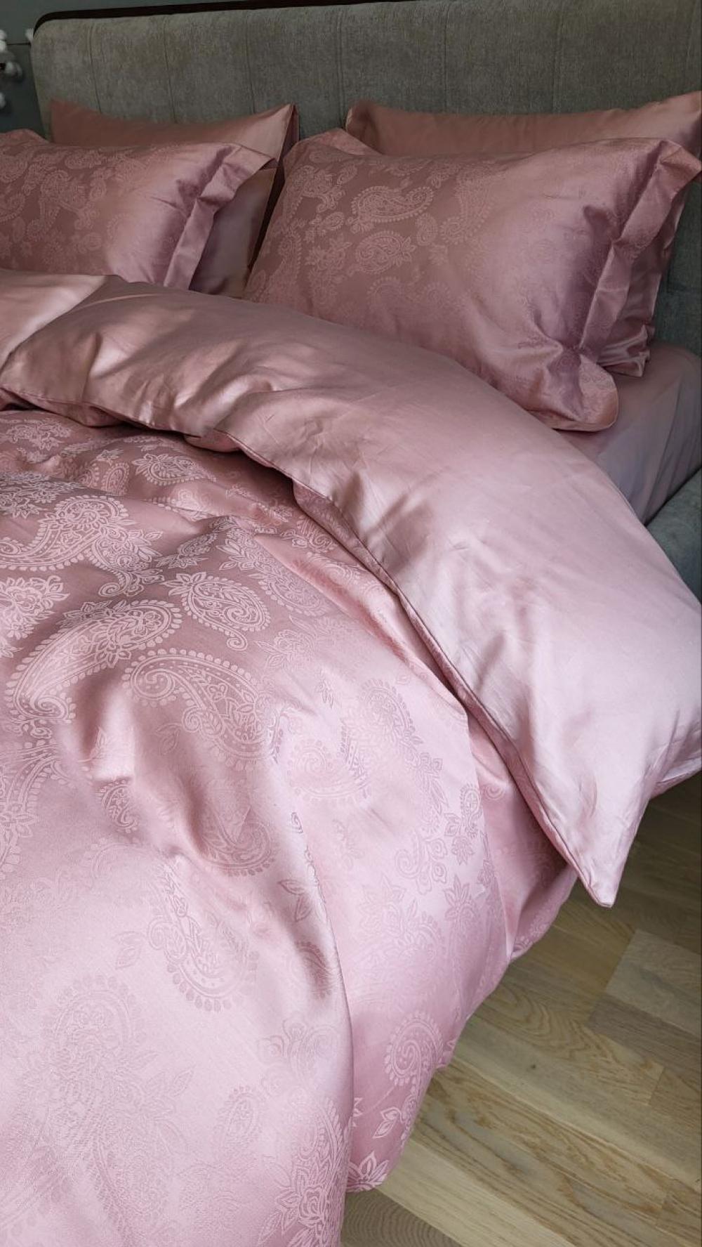 Комплект постельного белья Мир сатин жаккард Premium полуторный/наволочки 50х70/70х70 см Paisley Powder (6144) - фото 5