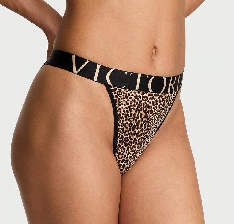 Трусики-слепые хлопчатобумажные леопардовые Victoria's Secret LOGO 90S М Коричневый (2766434341)