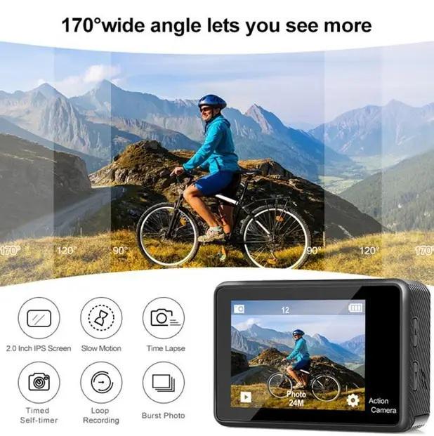 Екшн-камера CSZ-Q60AR зйомка в 4K Wi-Fi модуль пульт дистанційного керування захист від води (618463) - фото 6 Екшн-камера CSZ-Q60AR зйомка в 4K Wi-Fi модуль пульт дистанційного керування захист від води (618463) - фото 6