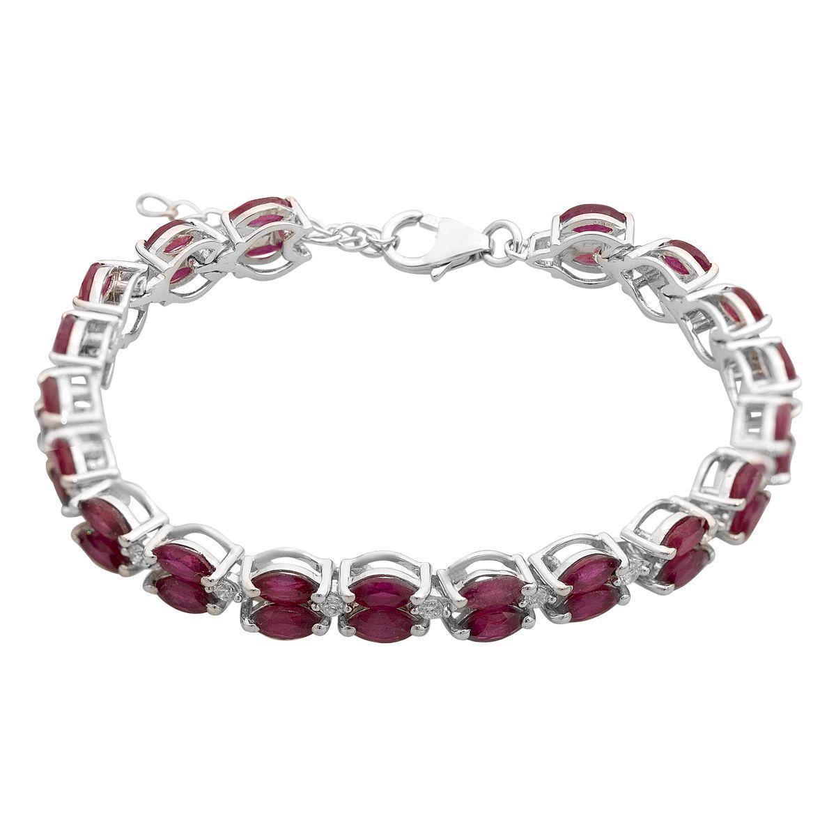 Браслет серебряный с натуральным рубином 15,093 ct 14,87 г 17 см (2166832)