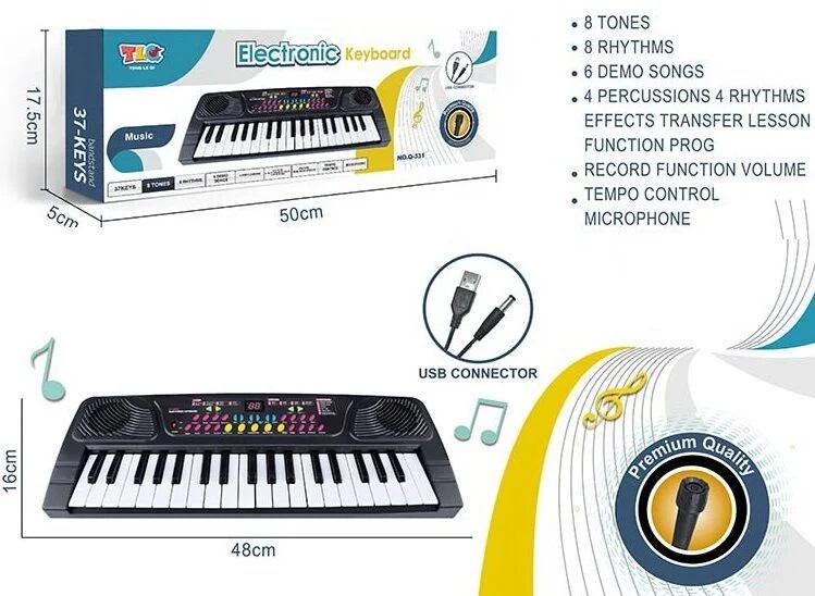 Дитяче піаніно Limo Toy на батарейках/з мікрофоном/37 клавіш/6 мелодій Black (135229) - фото 2