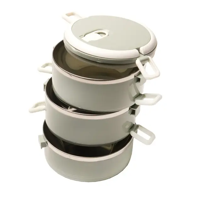 Ланч-бокс трисекційний Supretto круглий із нержавіючої сталі 1500 мл (29615319)