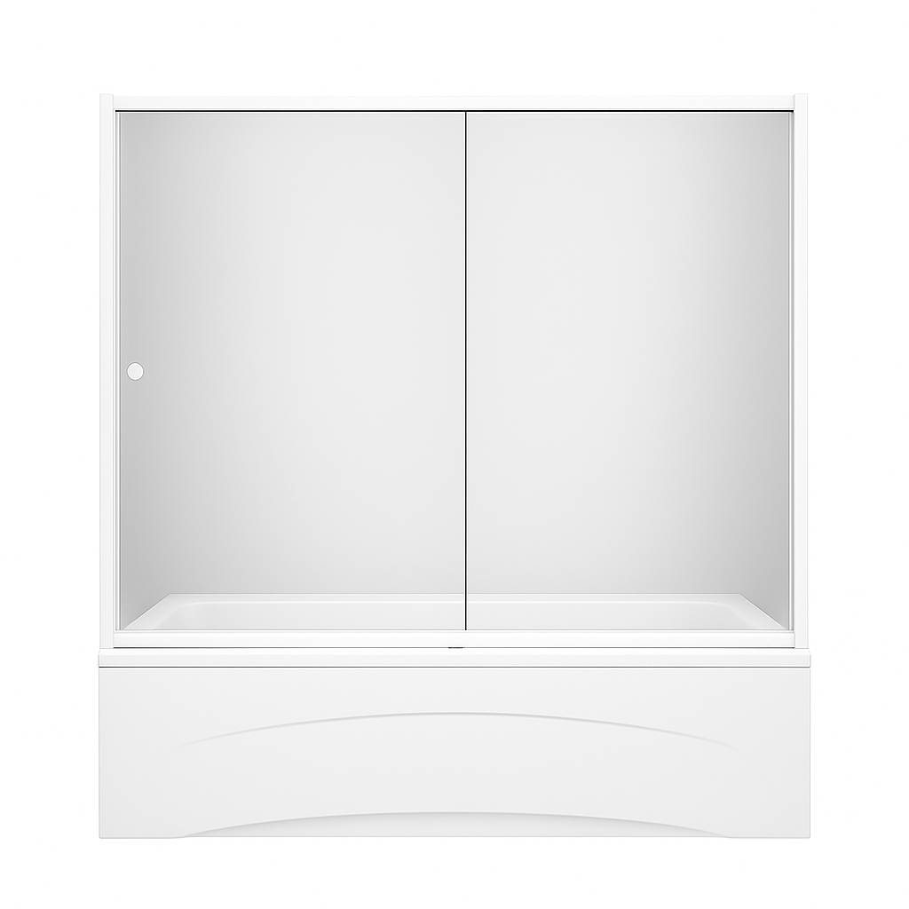 Штора на ванну скляна KO&PO 150 W 2 розсувні двері прозоре скло 150х140 см Білий (C10630) - фото 2