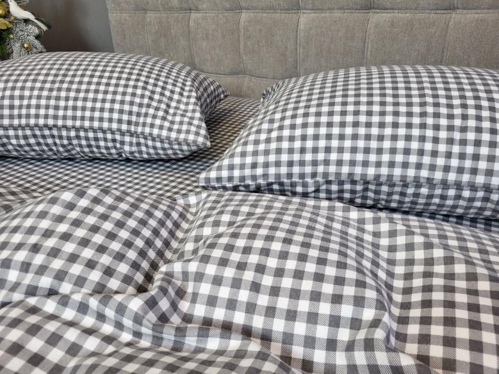 ᐉ Комплект постільної білизни Клітинка Turkish flannel полуторний на ...