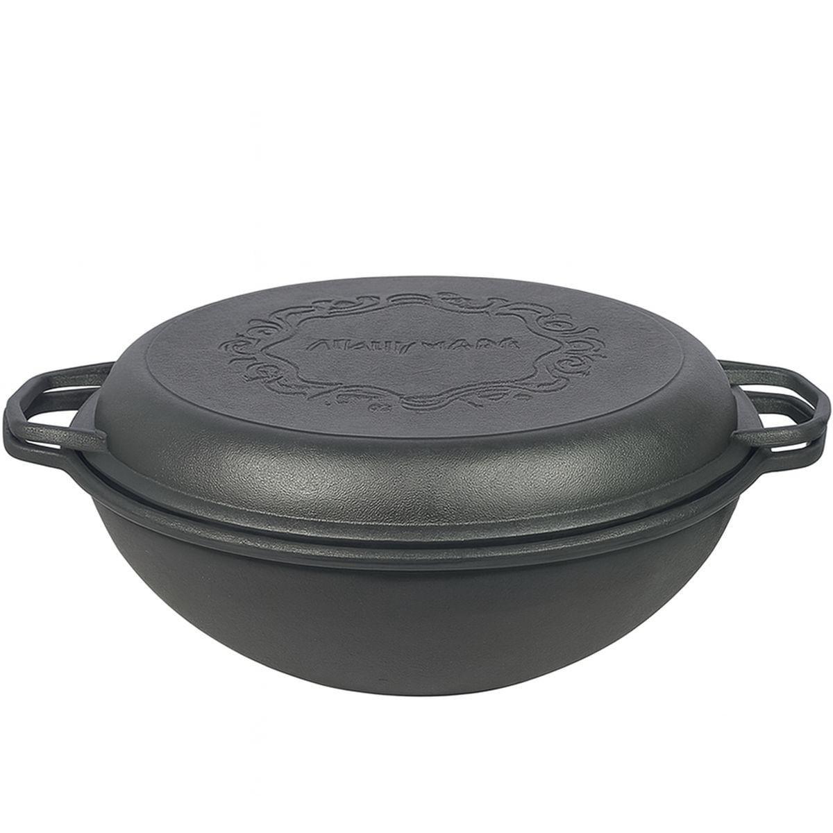 Казан чугунный WOK Узбекский 12 л ∅40x17,2 см с крышкой-сковородкой (29838)