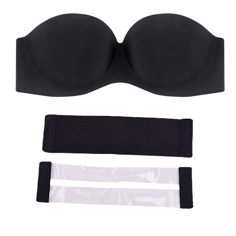 Бюстгальтер бандо бесшовный push-up с прозрачной спинкой 75A Черный (29510 А)