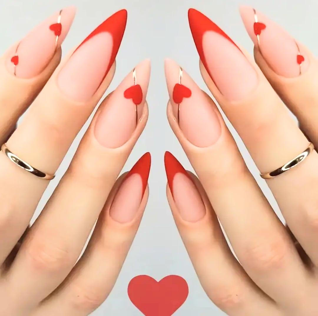 Накладные ногти Френч сердца с клеевыми пластинами 24 шт. Красный с золотистым (2689612600) - фото 3 Накладные ногти Френч сердца с клеевыми пластинами 24 шт. Красный с золотистым (2689612600) - фото 3