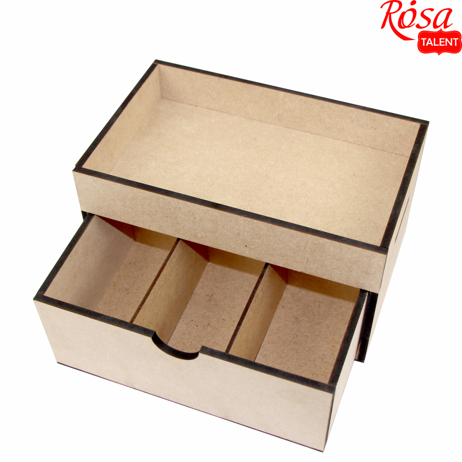 Заготовка для декупажа ROSA TALENT Органайзер для чая ящик 3 ячейки 24х15х14 см - фото 2