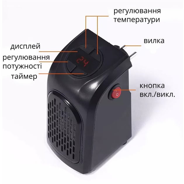Обігрівач електричний Handy Heater з термостійкого пластику/таймером /пультом ДУ - фото 6 Обігрівач електричний Handy Heater з термостійкого пластику/таймером /пультом ДУ - фото 6