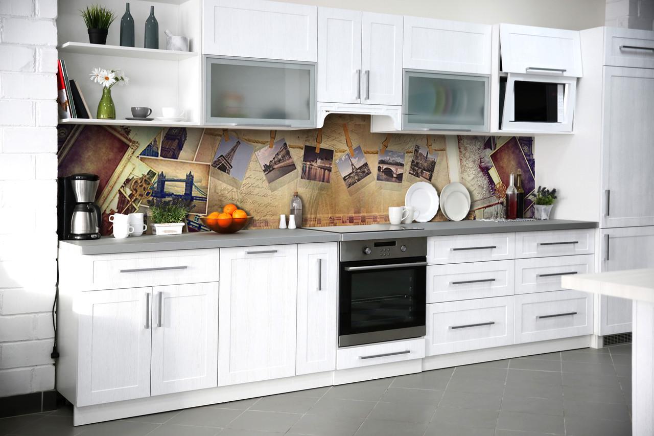 Кухонный фартук Zatarga "Ретро фотографии" из самоклеющейся виниловой пленки 65х250 см Бежевый