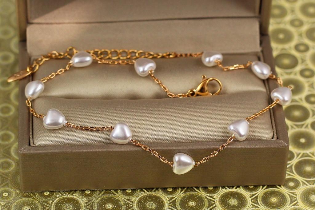 Браслет Xuping Jewelry Жемчужные сердечки 23 см Золотистый (1933455248)