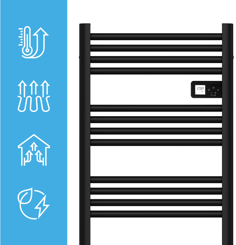 Сушарка для рушників електрична з термостатом Maltec 500 Вт Чорний - фото 3 Сушарка для рушників електрична з термостатом Maltec 500 Вт Чорний - фото 3