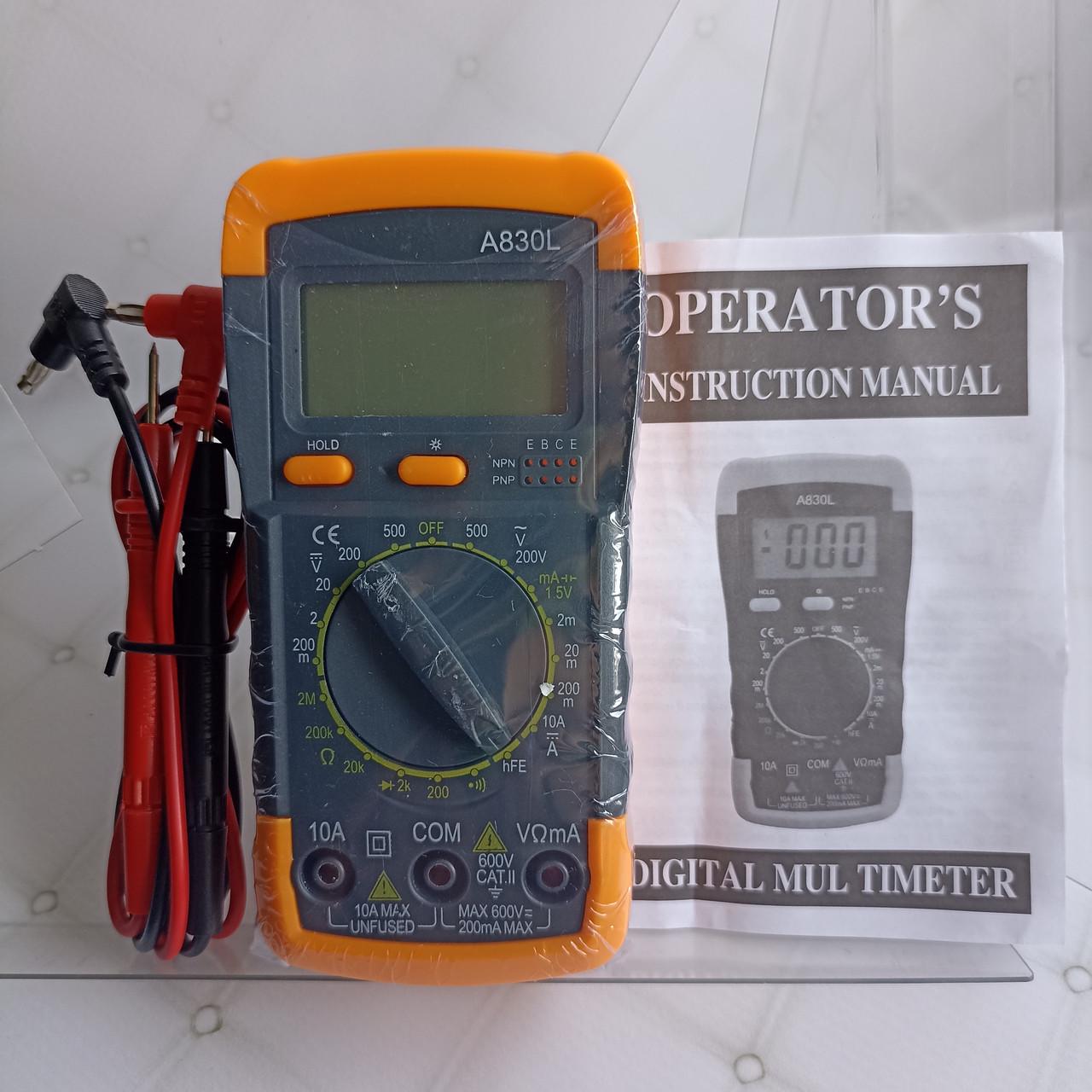 Мультиметр цифровий Aneng A830L Сіро-жовтий (2612939245) - фото 2