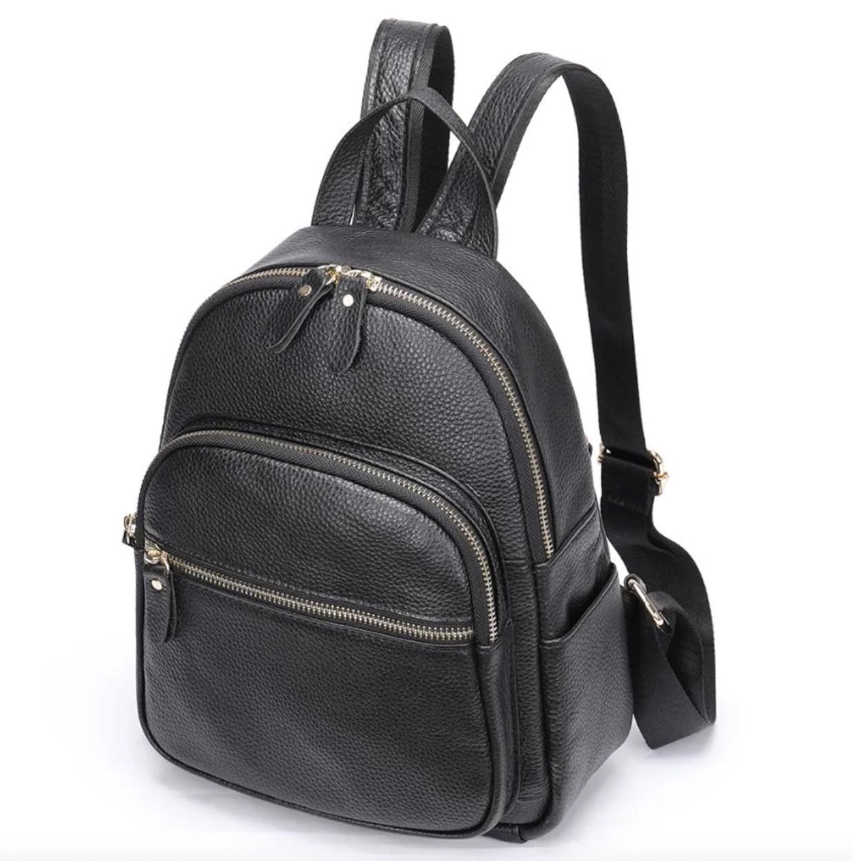 Рюкзак жіночий Lorian з натуральної шкіри на одне велике основне відділення Чорний (LR 25172-black) - фото 5