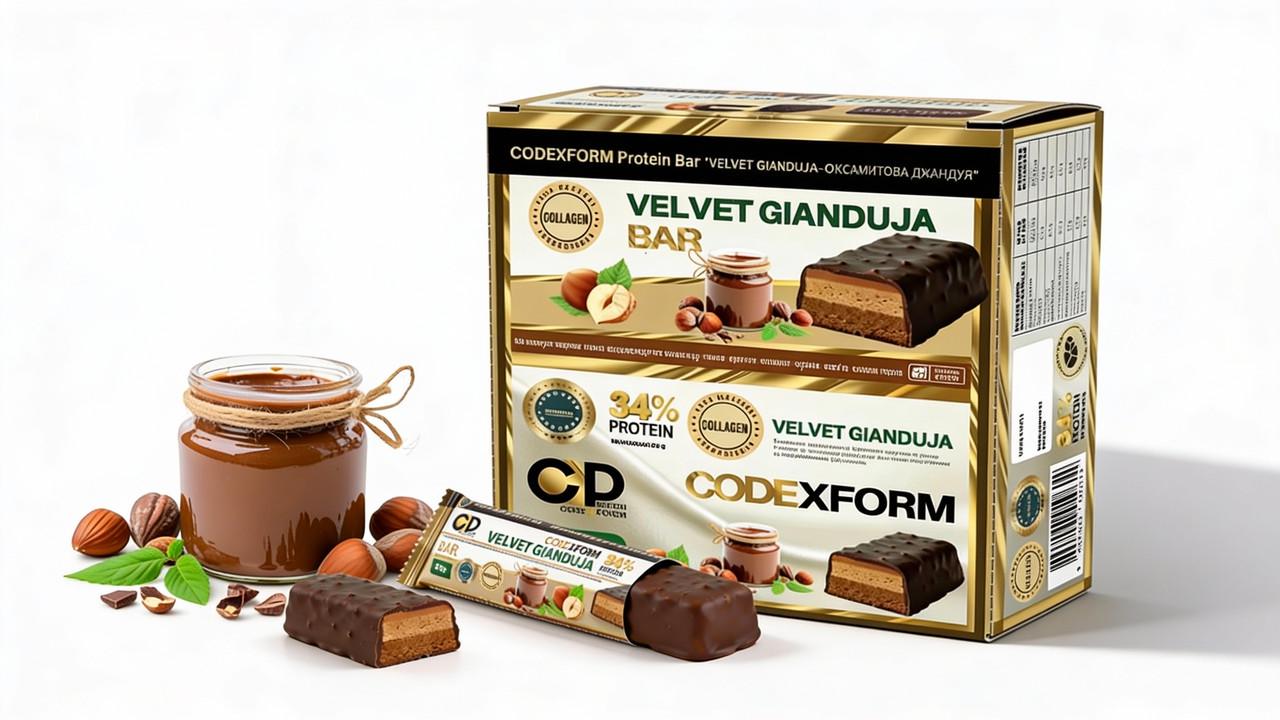 Батончик протеиновый CODExFORM Velvet Gianduja без сахара 34% белка 12 шт. (2934805024) Батончик протеиновый CODExFORM Velvet Gianduja без сахара 34% белка 12 шт. (2934805024)