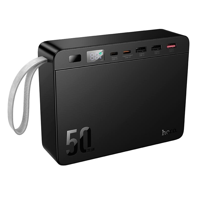 Повербанк Hoco J166 50000 mAh 22.5W/3A быстрая зарядка PD/QC фонарик Черный (U69858119)