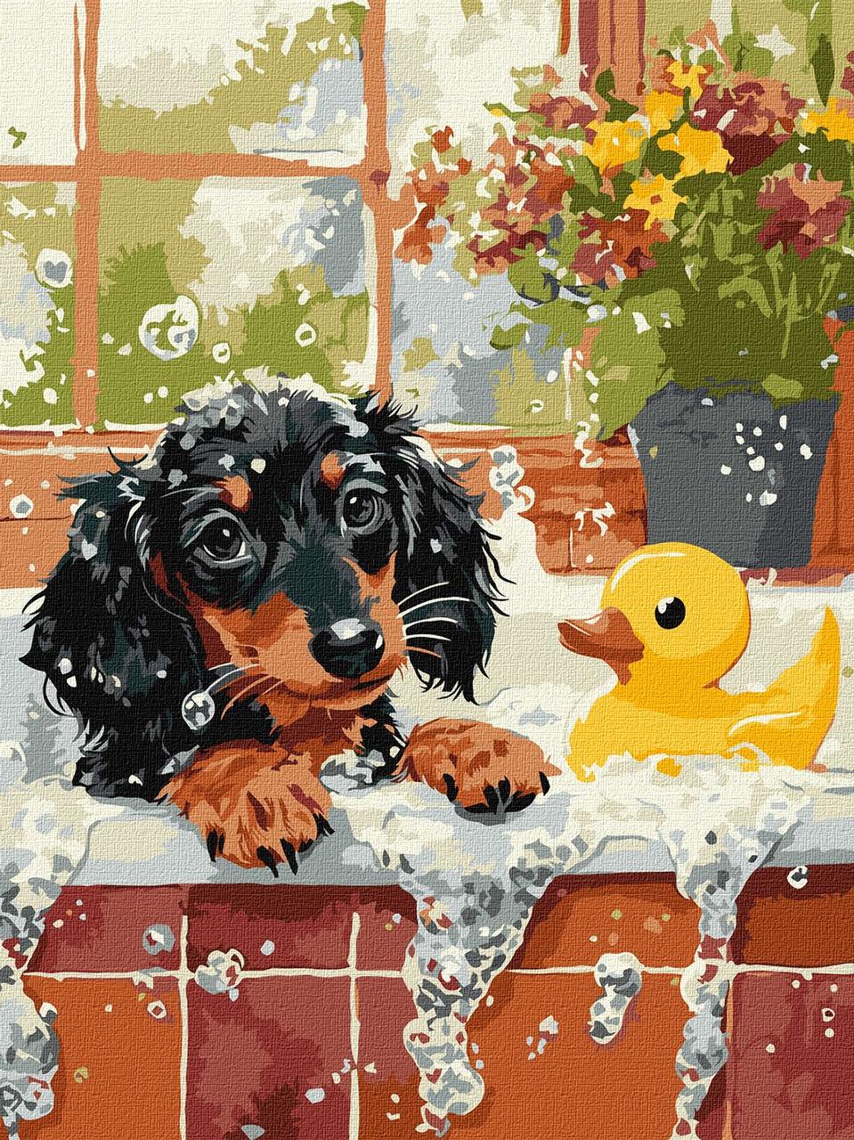 Картина за номерами Ideyka Купання з качечкою 30х40 см (2824290445)