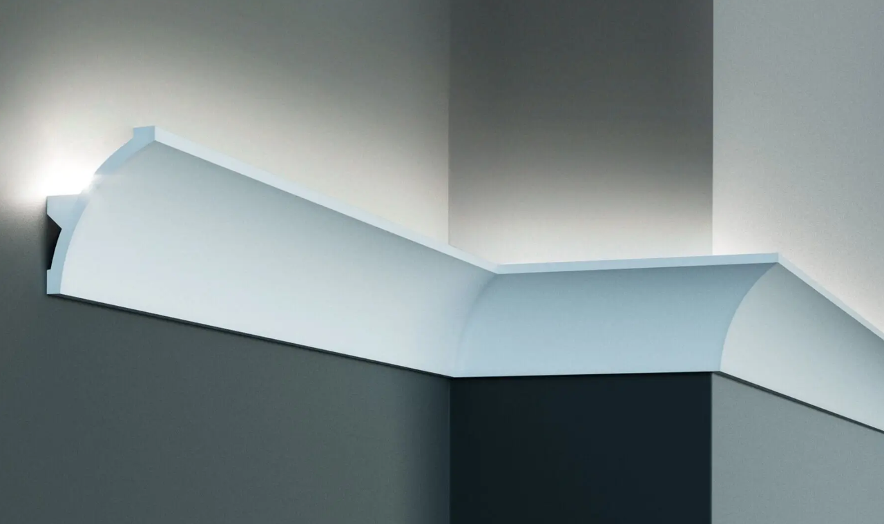 Карниз угловой полиуретановый гладкий серия F Tesori KF 702 жесткий 2000 мм (2328403372)