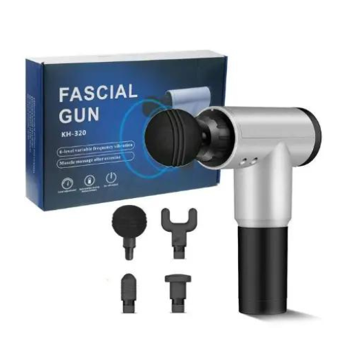 Электромассажер пистолет Fascial Gun KH-320 для тела и мышц высокоскоростной Серый - фото 5