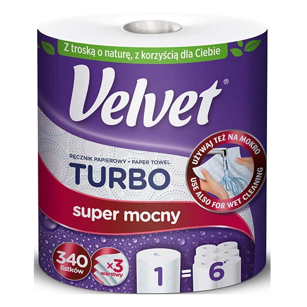 Паперовий рушник Velvet TURBO extra strong вологостійкий 1 рул 340 відривів (31917602) Паперовий рушник Velvet TURBO extra strong вологостійкий 1 рул 340 відривів (31917602)