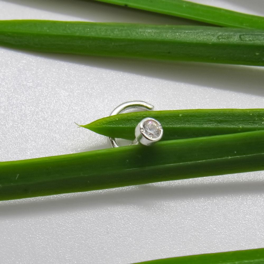 Серебряный нострил пирсинг в нос Круглый камушек (1372767089) - фото 3