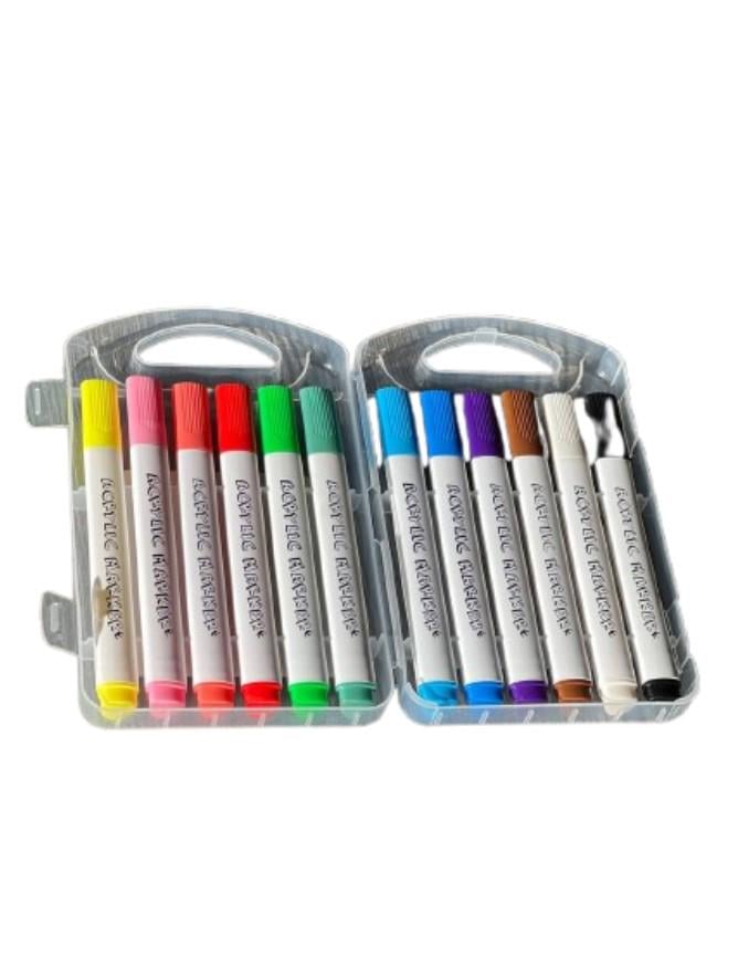 Маркеры акриловые акварельные в кейсе для скетчинга 12 цветов - фото 2