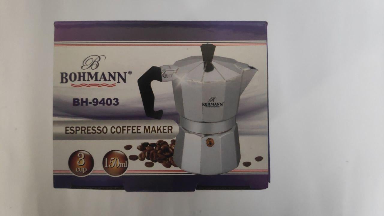 Гейзерная кофеварка Bohmann алюминиевая 150 мл на 3 чашек (BH-9403) - фото 6 Гейзерная кофеварка Bohmann алюминиевая 150 мл на 3 чашек (BH-9403) - фото 6