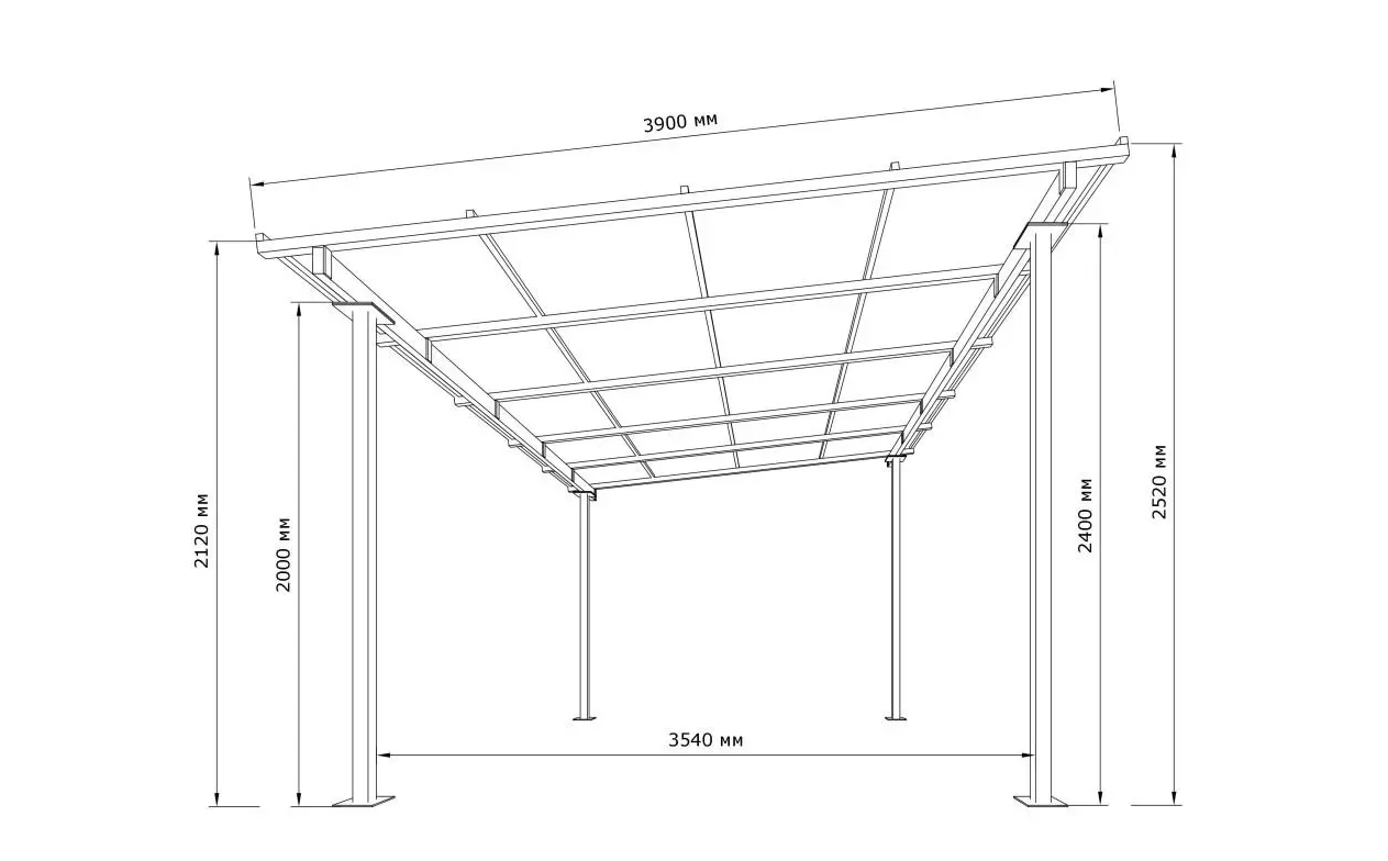 Навес односкатный Shelter Econom 5х4 м - фото 5