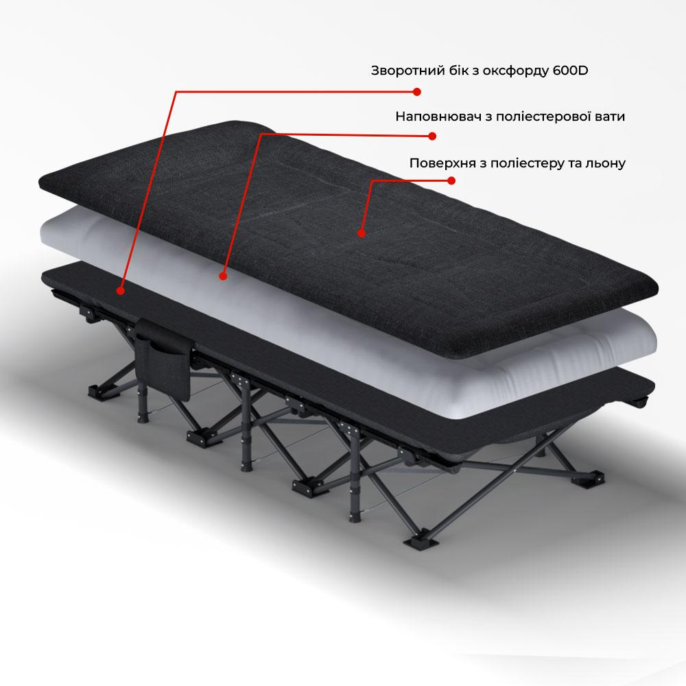 Шезлонг для отдыха с матрасом WCG CC-R11 сумка/матрас 190х68х30 см Черный (CC-R11 (1) - фото 12