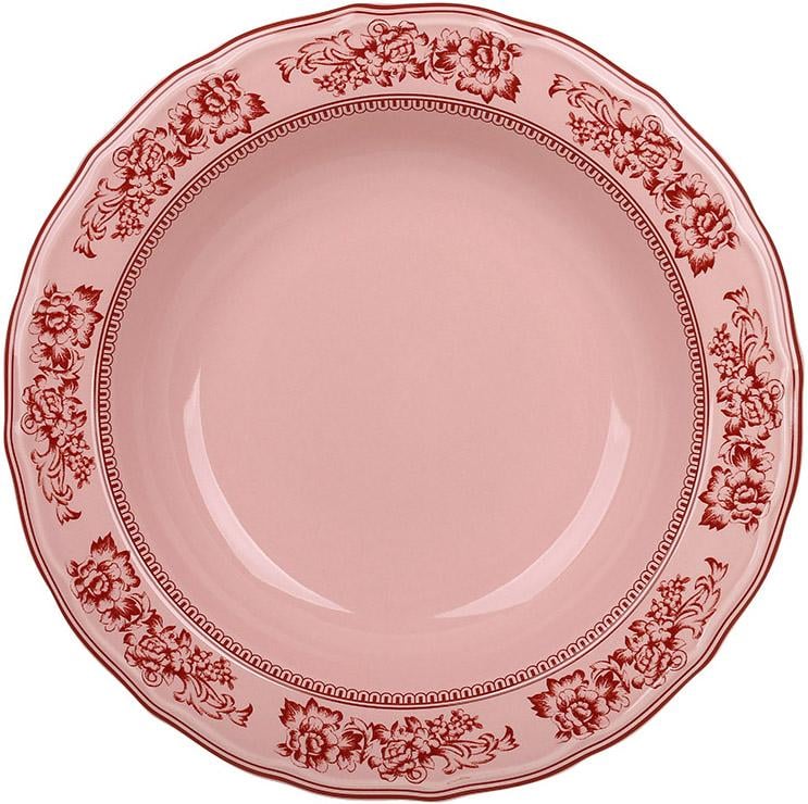 Набор фарфоровых суповых тарелок Heritage Toile Ø 23,5 см 6 шт. Винтажный розовый