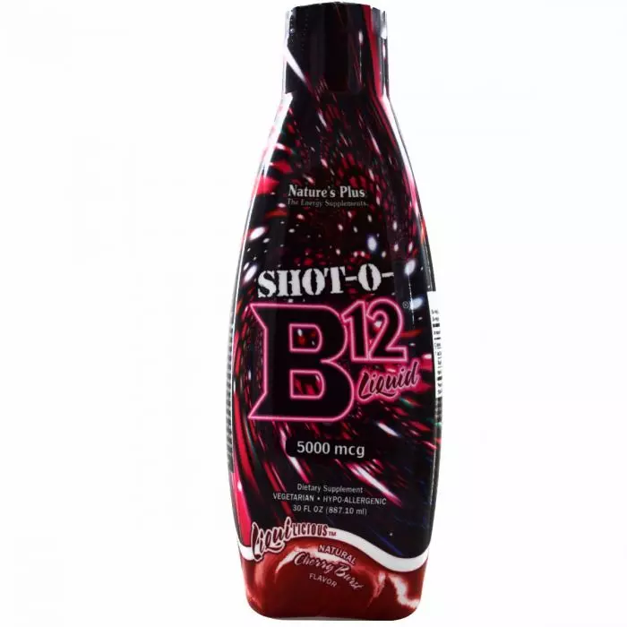 Витамин жидкий В12 Natures Plus Liquilicious вкус вишни 30 жидких унций 887 мл (NTP17331)