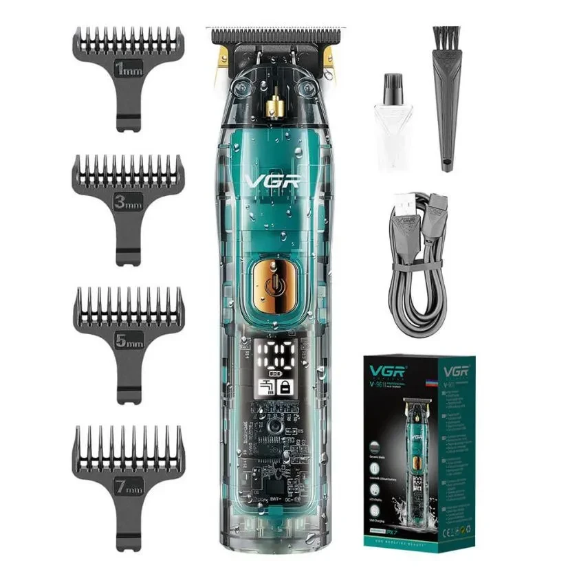 Тример бездротовий VGR V-961 з LED-дисплеєм і комплектом насадок (9723)