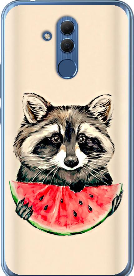 Чехол на Huawei Mate 20 Lite Енотик с арбузом (4605u-1575-42517)