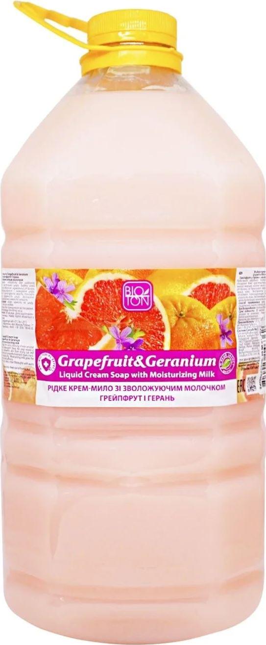 Крем-мыло жидкое Bioton Cosmetics Грейпфрут и герань с увлажняющим молочком 5000 мл (17682)