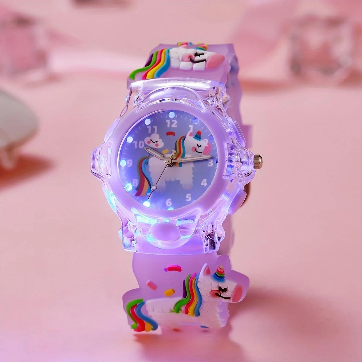 Наручные детские часы Единорог со световым эффектом Фиолетовый (26962049)