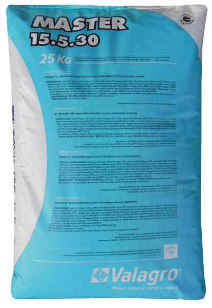 Удобрение комплексное минеральное Valagro Master NPK 15.5.30 2Mg 25 кг