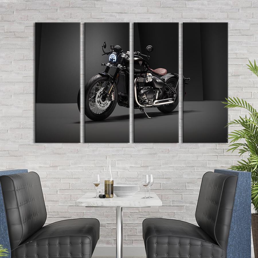 Картина на холсте Мотоцикл Triumph Bobber Bonneville в чёрном цвете 209x133 см (1406-41)