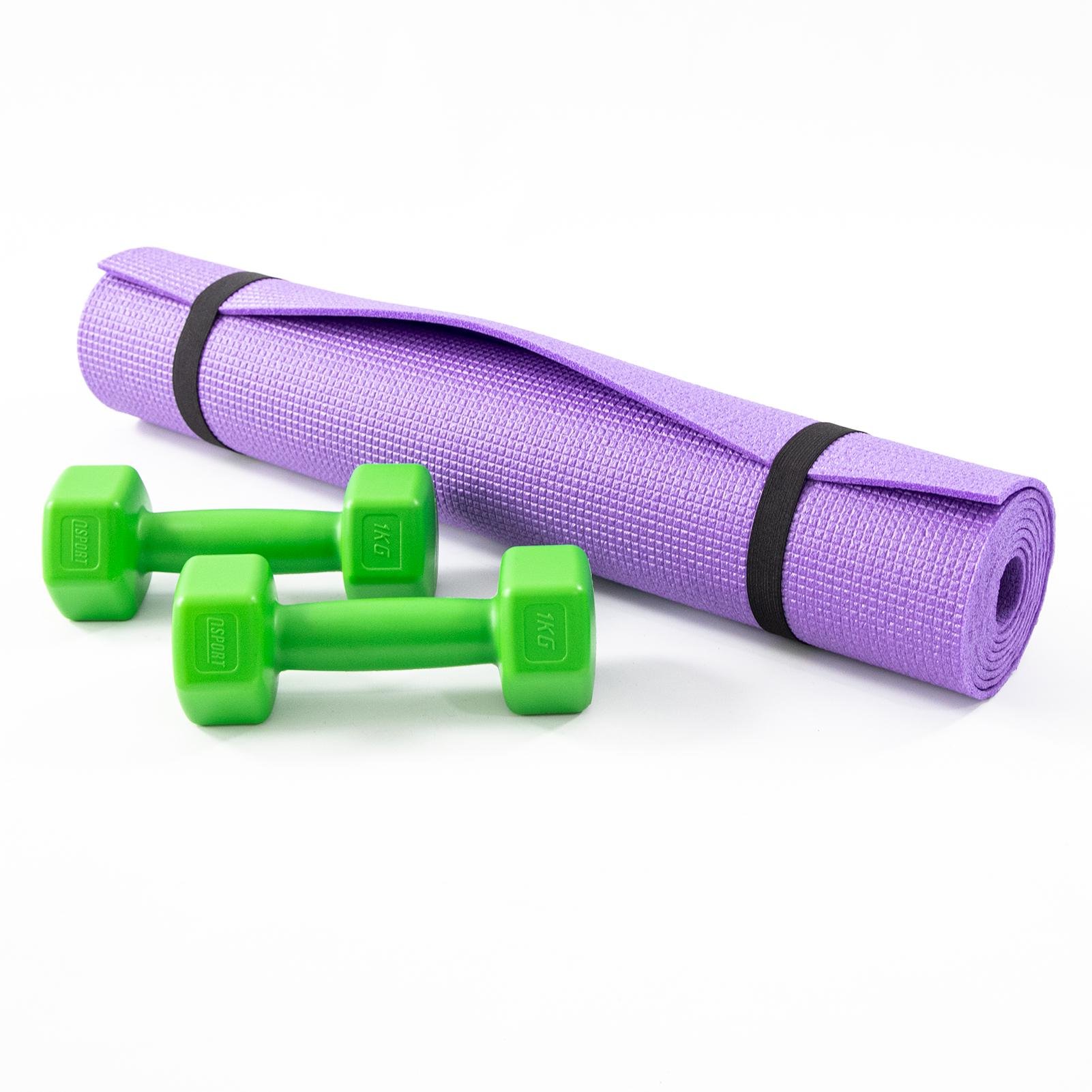 Килимок для йоги та фітнесу та гантелі для фітнесу 2 шт. по 1кг Osport Set 81 Фіолетово-салатовий (n-0111) - фото 5 Килимок для йоги та фітнесу та гантелі для фітнесу 2 шт. по 1кг Osport Set 81 Фіолетово-салатовий (n-0111) - фото 5