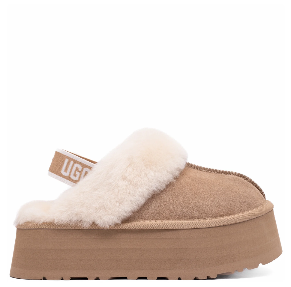 Уггі-сандалі жіночі на платформі замшеві UGG Funkette Slippers Platform Sand р. 39 Бежевий (20393)