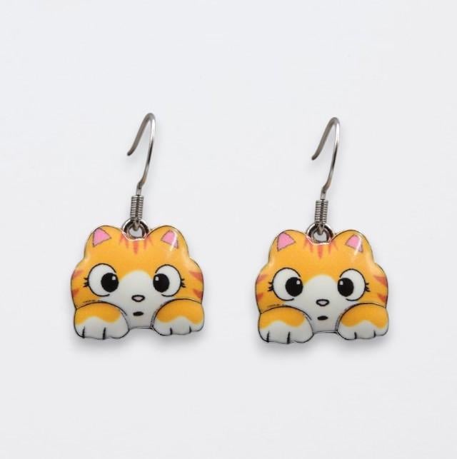 Серьги крючки женские с котом МуркаШик 2,8 см Liresmina Jewelry Серебристый (35474194)