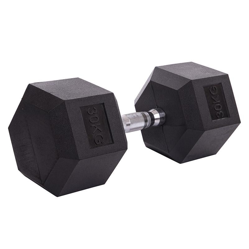 Гантель цельная SC-80075 шестигранная 30 кг Черная (56508166)