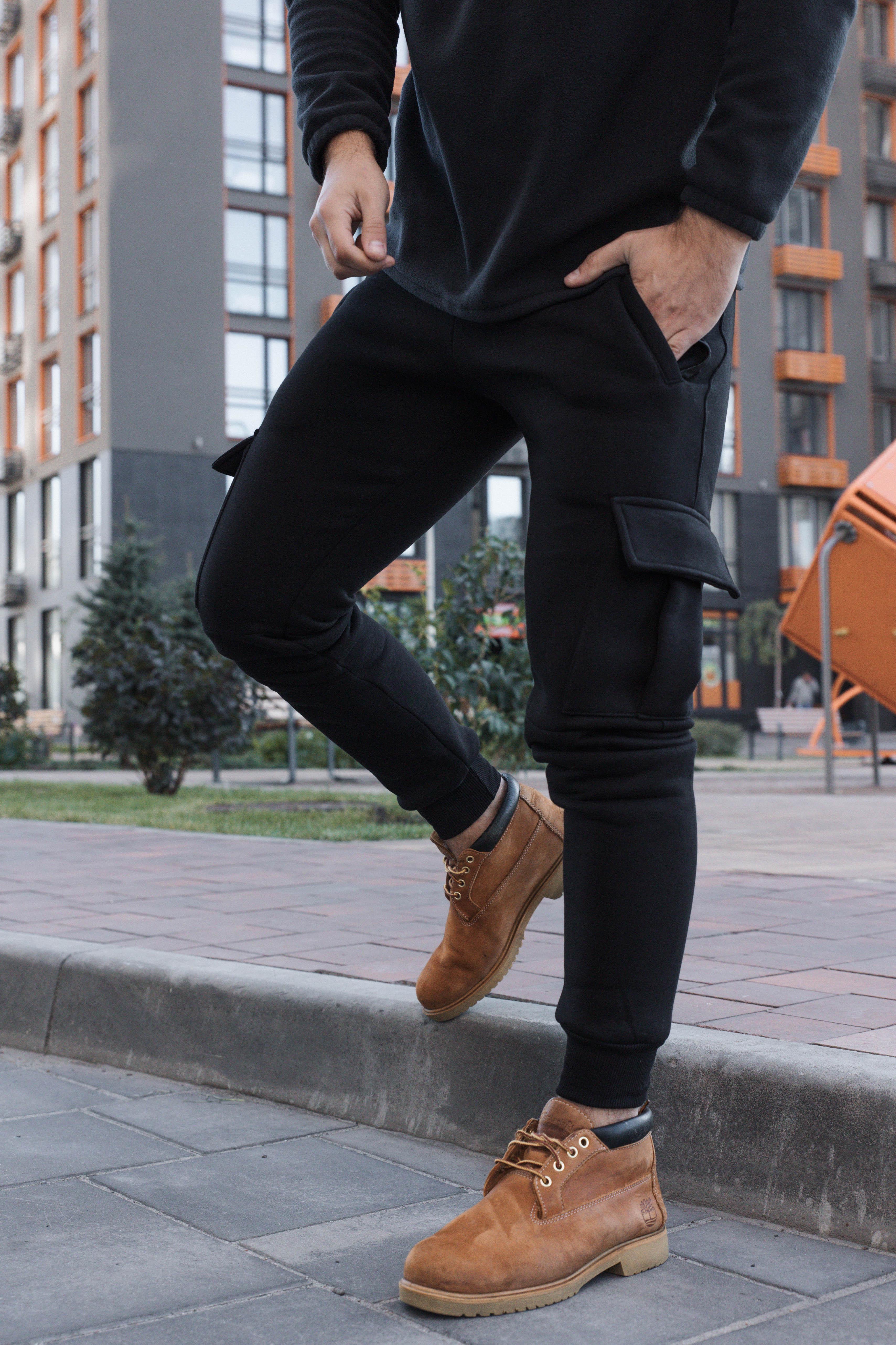 Штаны мужские спортивные Cherdak Cargo утепленные флисовые L Черный (8912860)