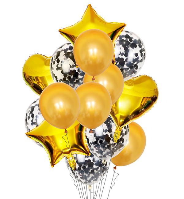 Воздушные шары confetti 14 шт. Gold/Black