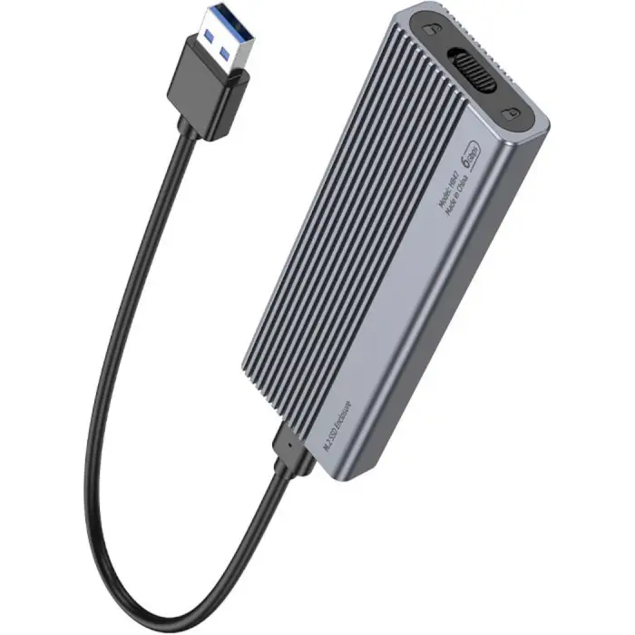 Кишеня зовнішня Hoco HB47 M.2 SSD Enclosure USB3,1/6Gbps Metal Grey