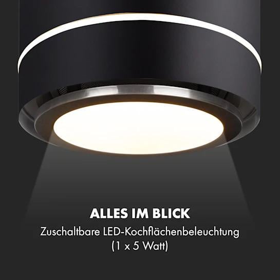 Вытяжка кухонная островная KLARSTEIN Tron Ambience рециркуляция LED 540 м3/ч d 38 см Черный (10034213) - фото 7 Вытяжка кухонная островная KLARSTEIN Tron Ambience рециркуляция LED 540 м3/ч d 38 см Черный (10034213) - фото 7