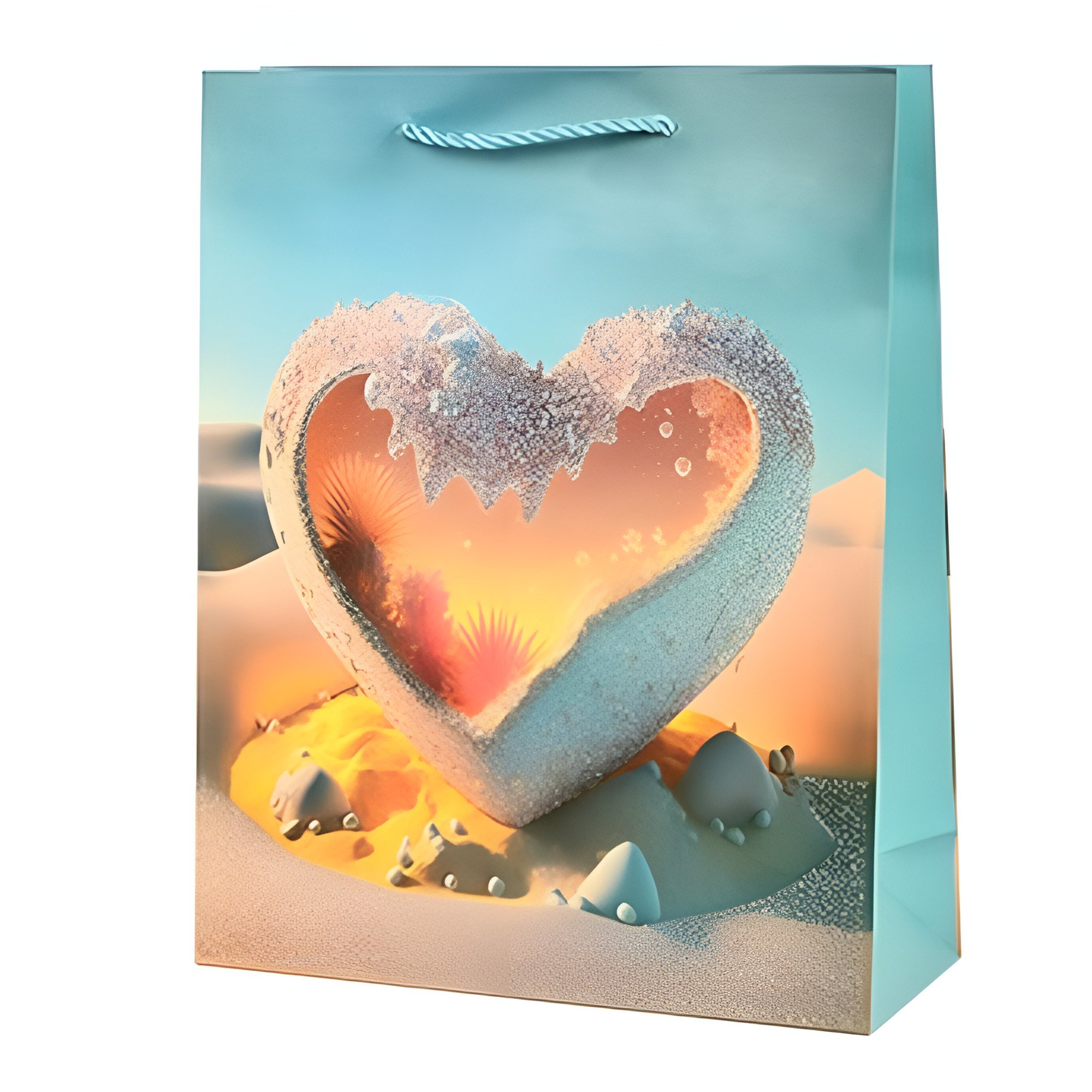 Подарочный пакет с ручками Stenson Hearts 26х32х10 см Голубой (R94939-M)