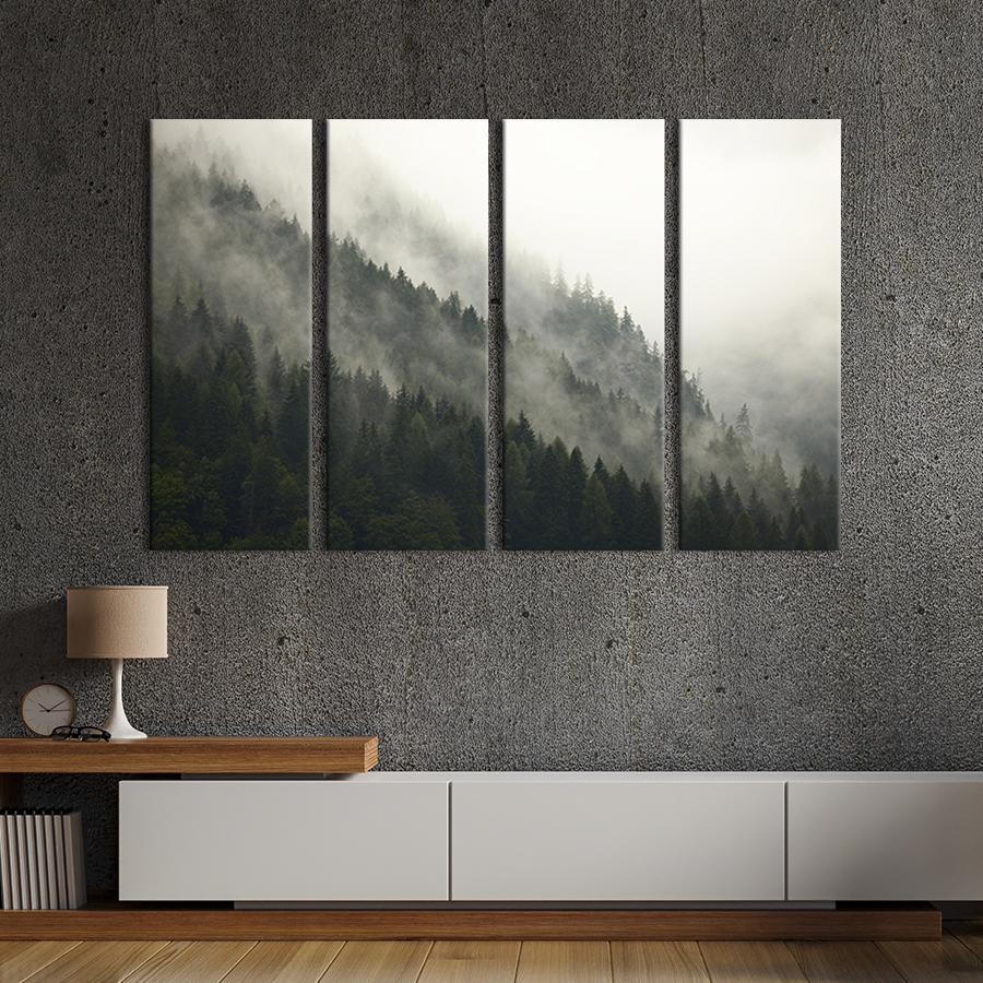 Модульная картина на холсте Полиптих Горный туманный лес 149x93 см (572-41)